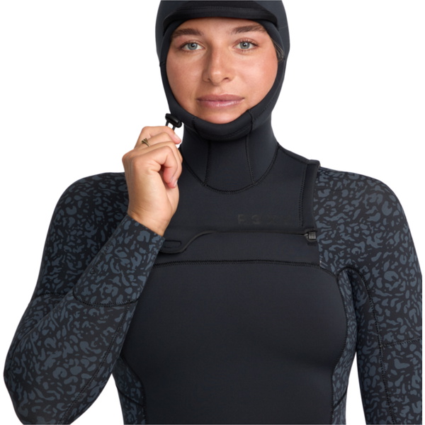 2025 Roxy Dames Swell Natural 5/4mm Borst Ritssluiting Met Capuchon Wetsuit 26BW203503 - Animal Print